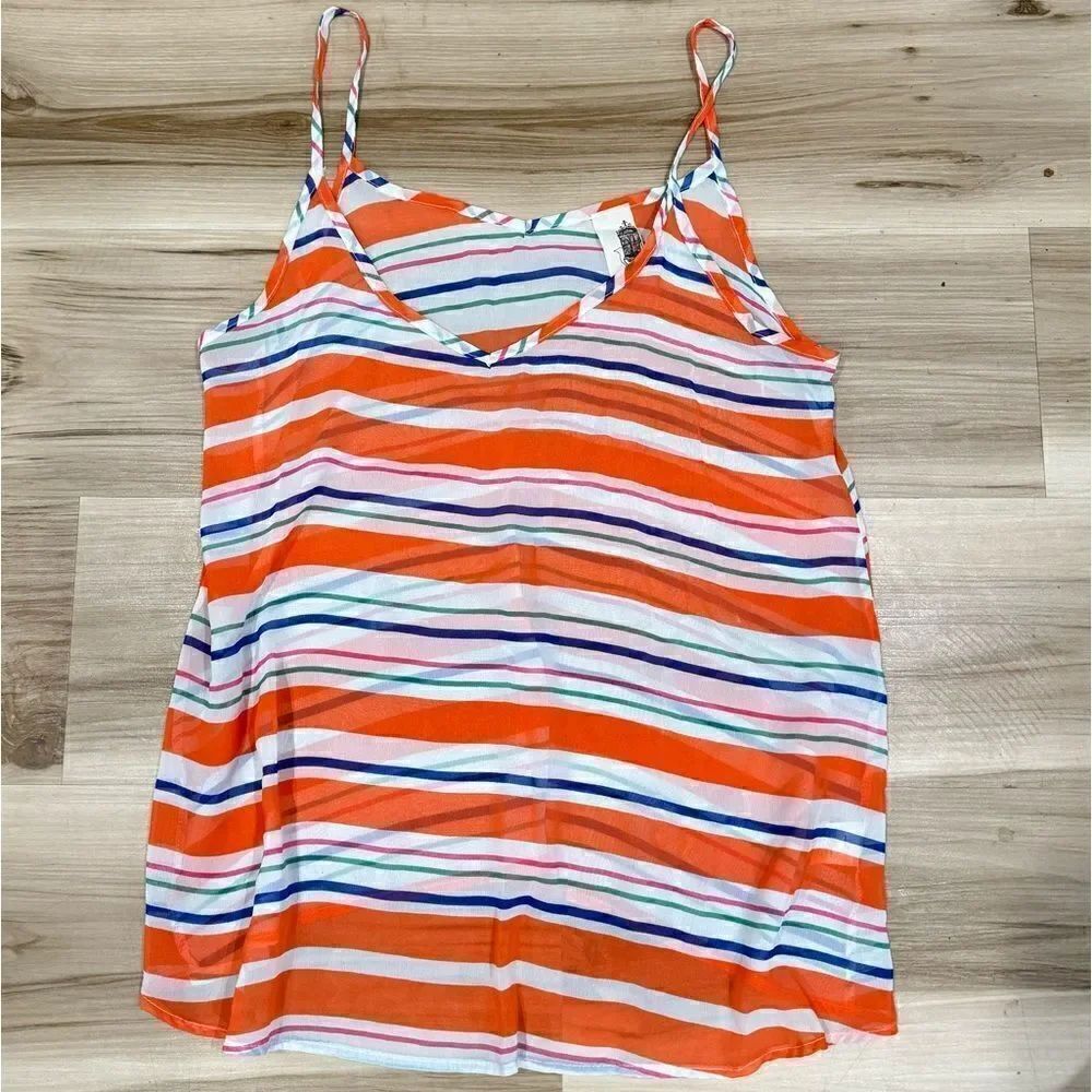 Anthropologie Birdcage Striped Semi Sheer Loose Tank Top Women’s Small